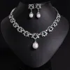 Cross-border European and American pearl zircon necklace, earrings and jewelry set, studded with diamonds, rope knot fashionable and versatile accessories wholesale Specification image